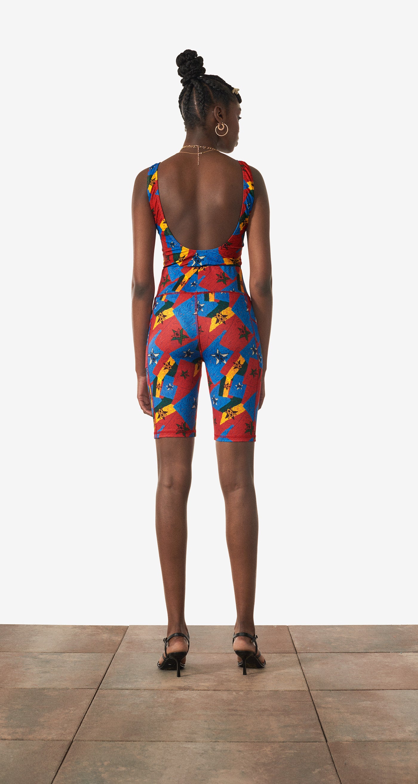 DP - Red Blue Yellow Flag Rerise Flag Swimsuit - Wmn - Rear