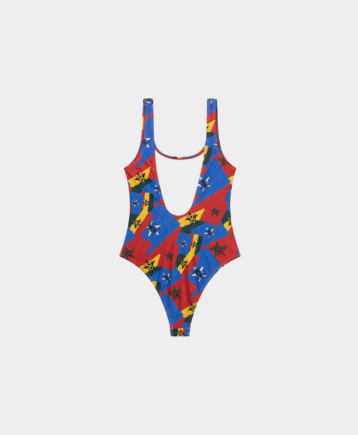 DP - Red Blue Yellow Flag Rerise Flag Swimsuit - Packshot - Rear