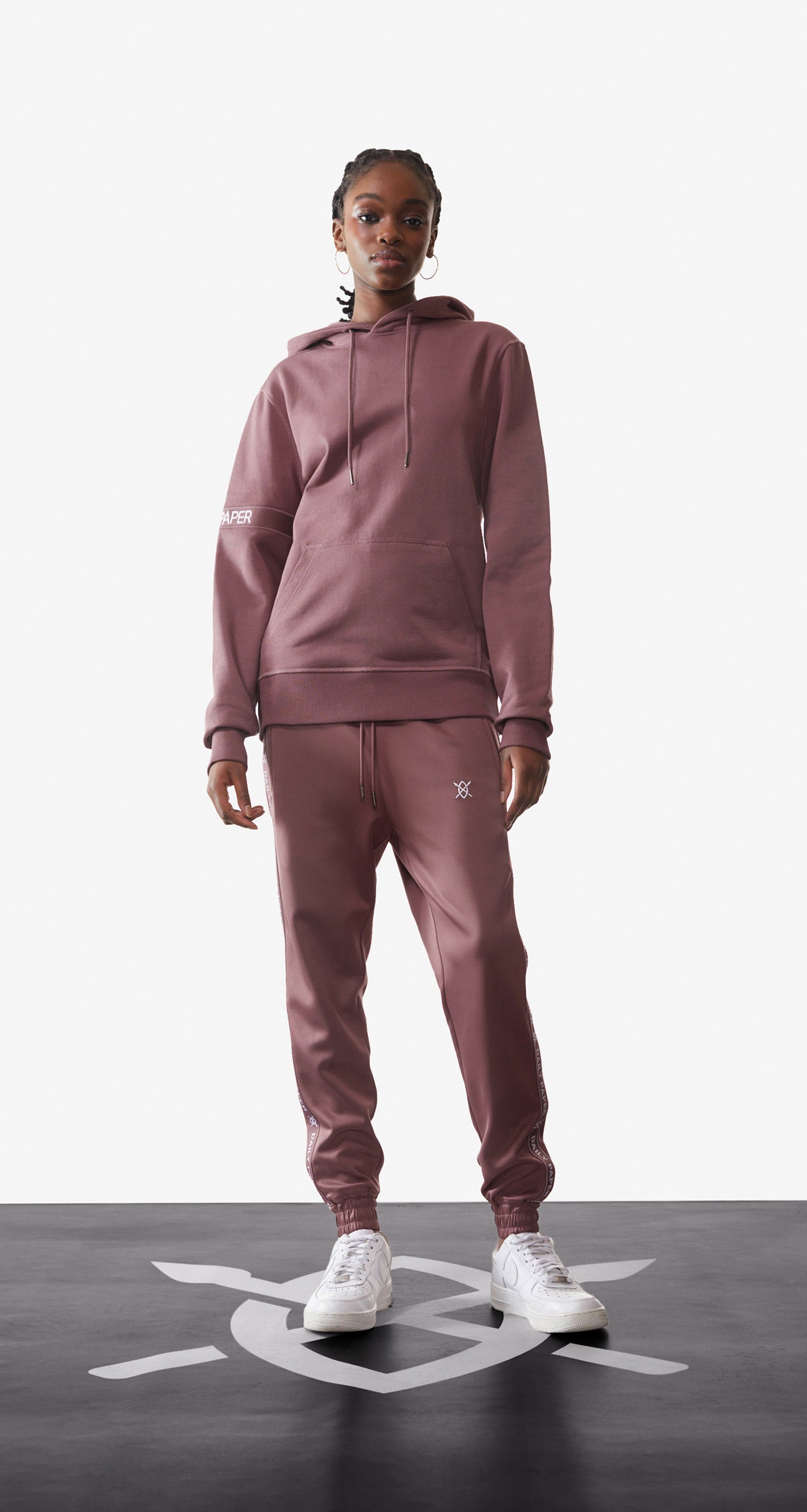 DP - Rose Brown Tonal Etape Logo Trackpants - Wmn - Front Rear