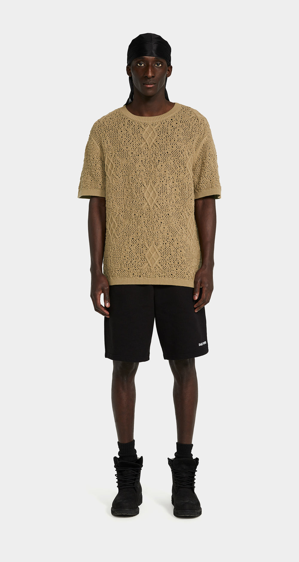DP - Twill Beige Shield Crochet T-Shirt - Men - Front 