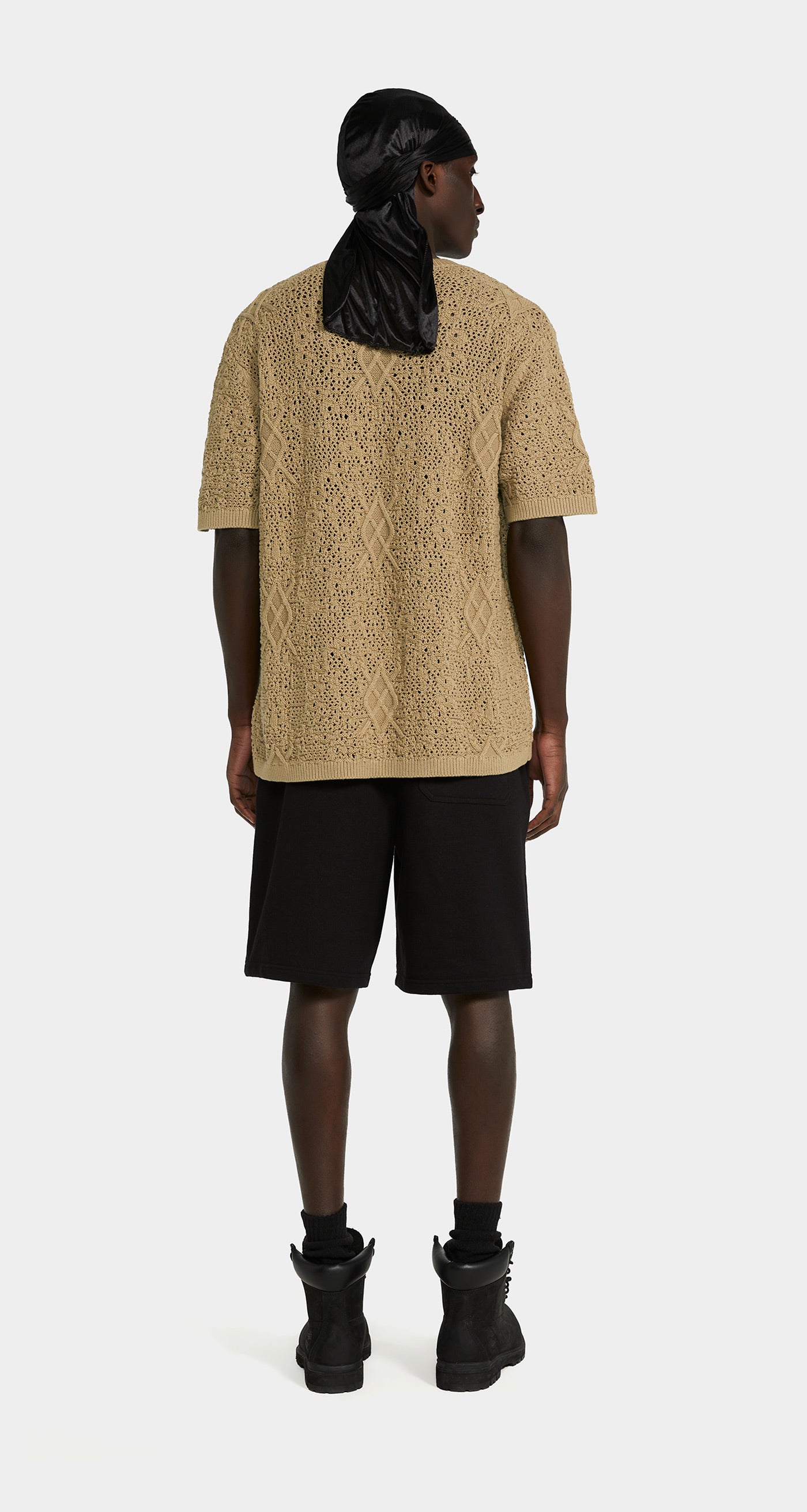 DP - Twill Beige Shield Crochet T-Shirt - Men - Rear