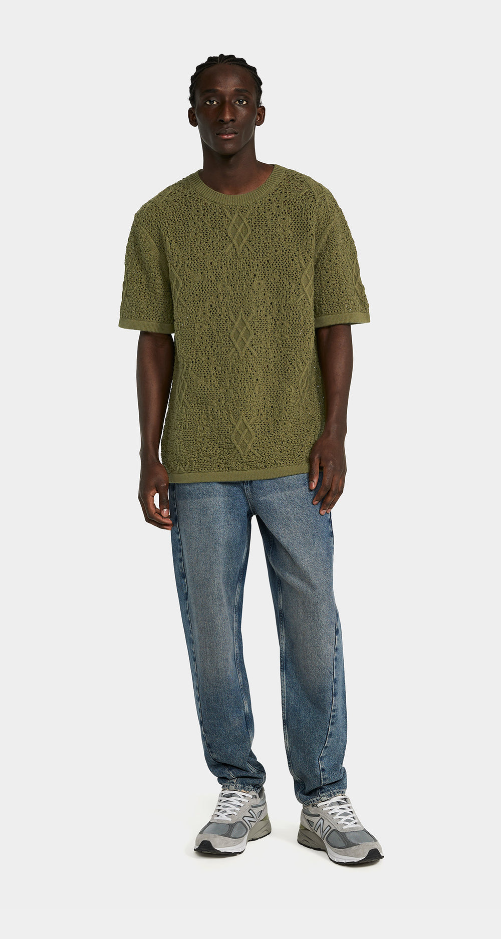 DP - Four Leaf Green Shield Crochet T-Shirt - Men - Front