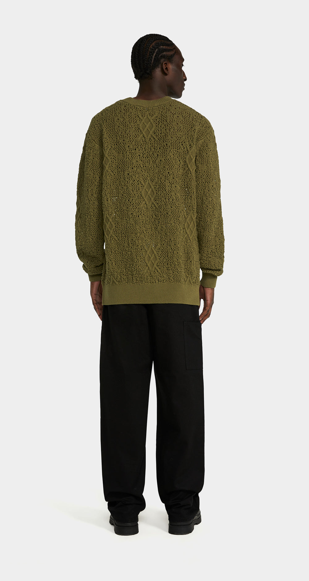 DP - Four Leaf Green Shield Crochet Sweater - Men - Rear