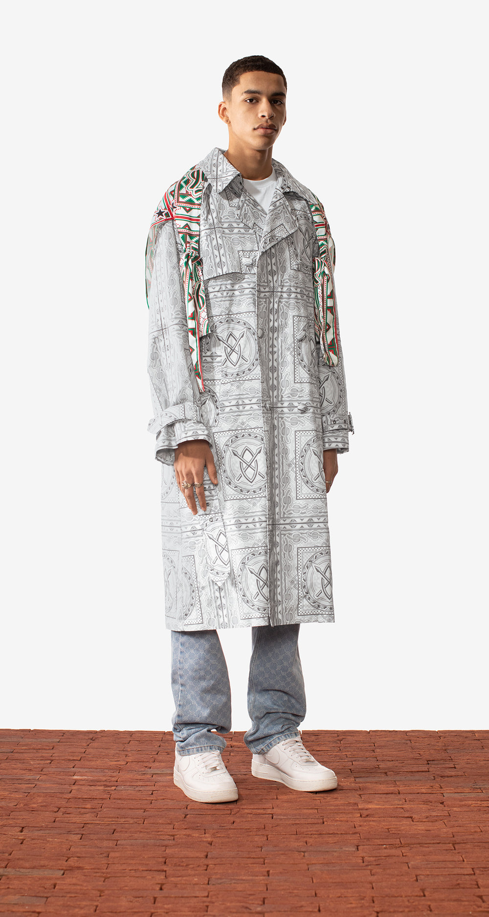 DP - Grey Green Bandana Mamo Jacket - Men - Front