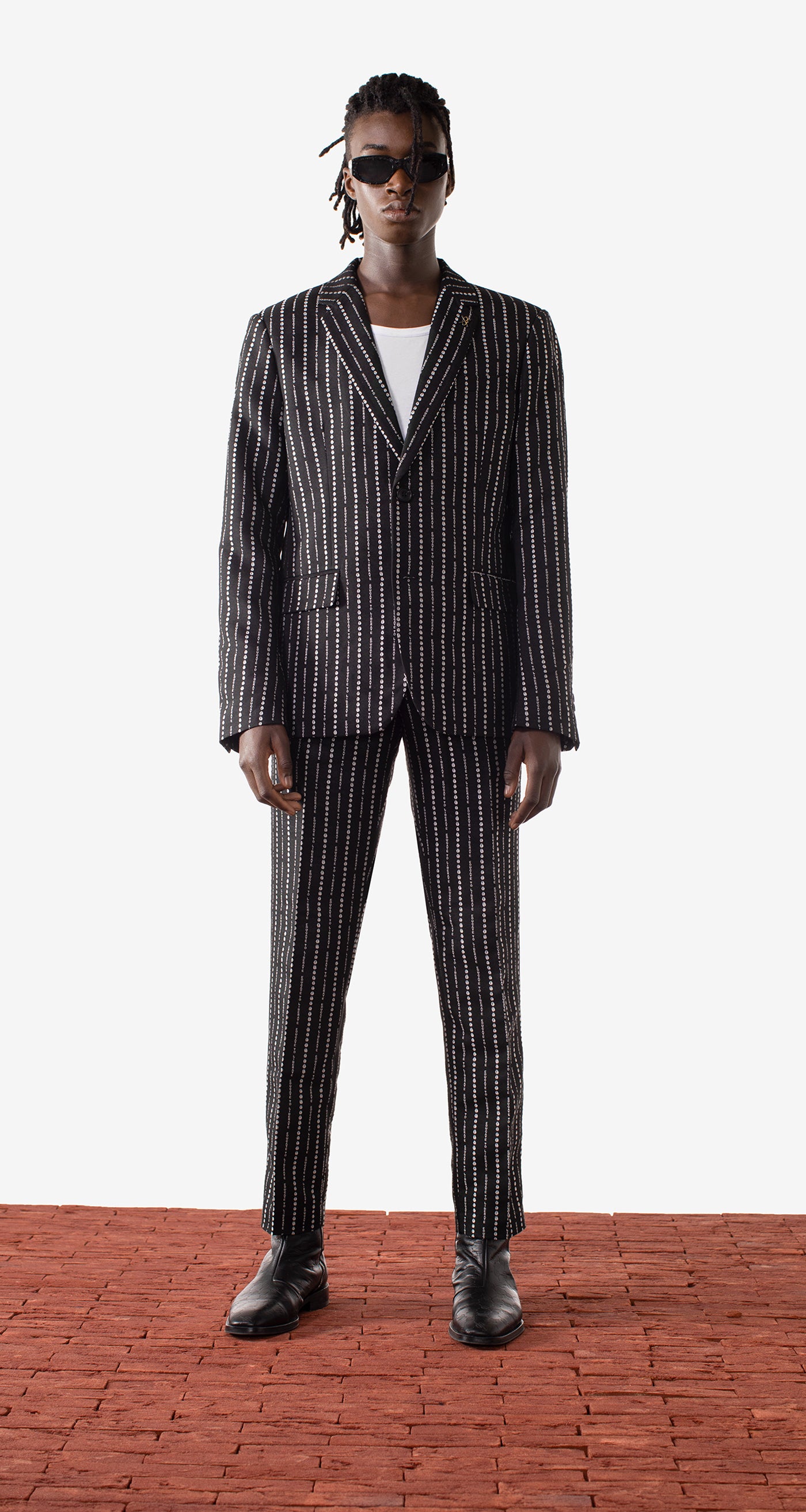 DP - Black Pinstripe Malick Blazer - Men - Front