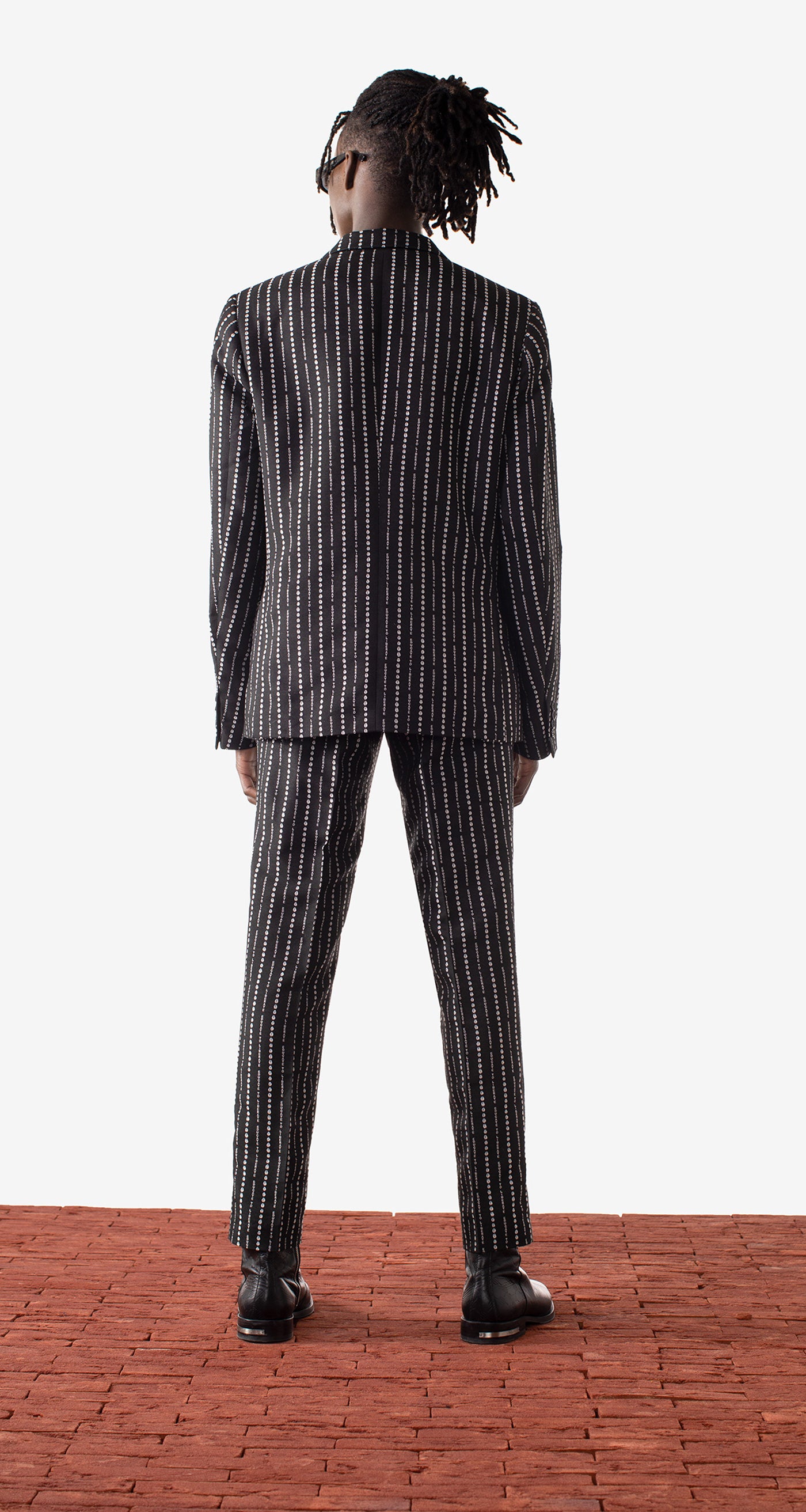 DP - Black Pinstripe Malick Blazer - Men - Rear