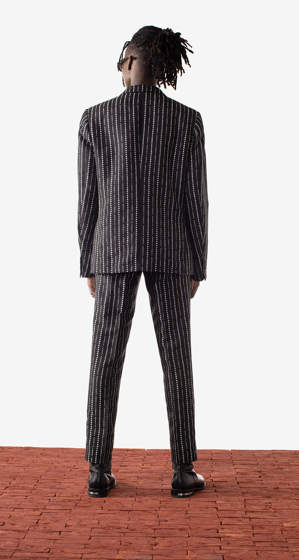 DP - Black Pinstripe Malick Blazer - Men - Rear