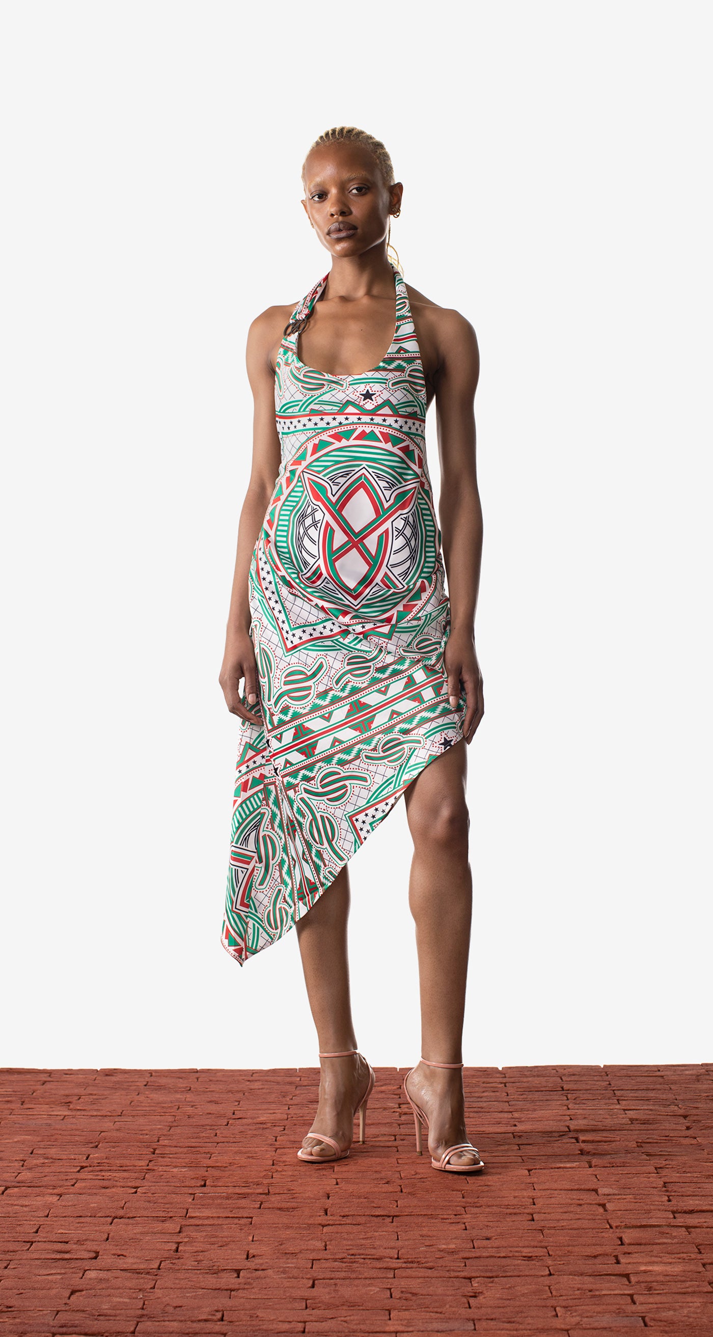 DP - Green Red Meaza Dress - Wmn - Front