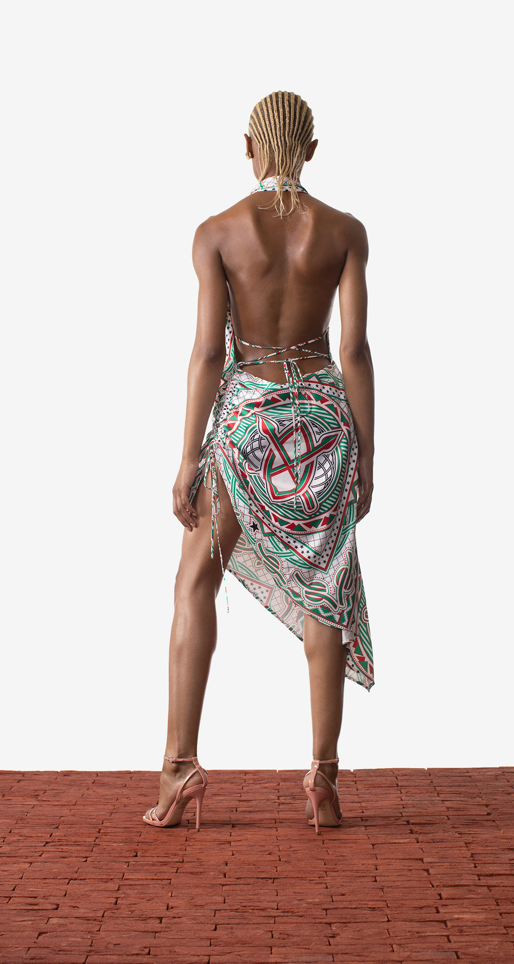 DP - Green Red Meaza Dress - Wmn - Rear