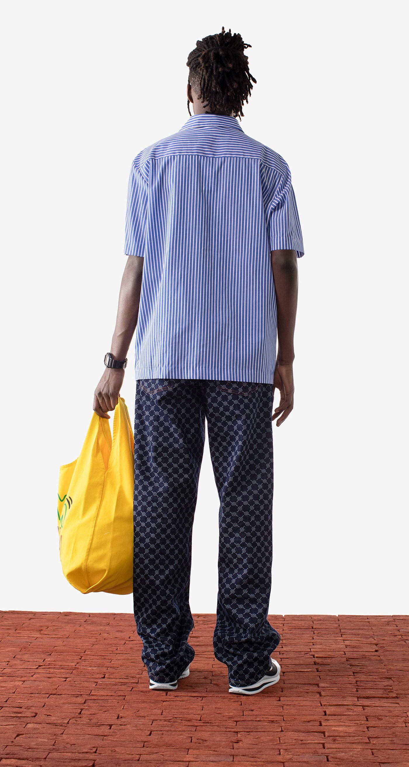 DP - Blue White Stripe Masin Shirt - Men - Rear