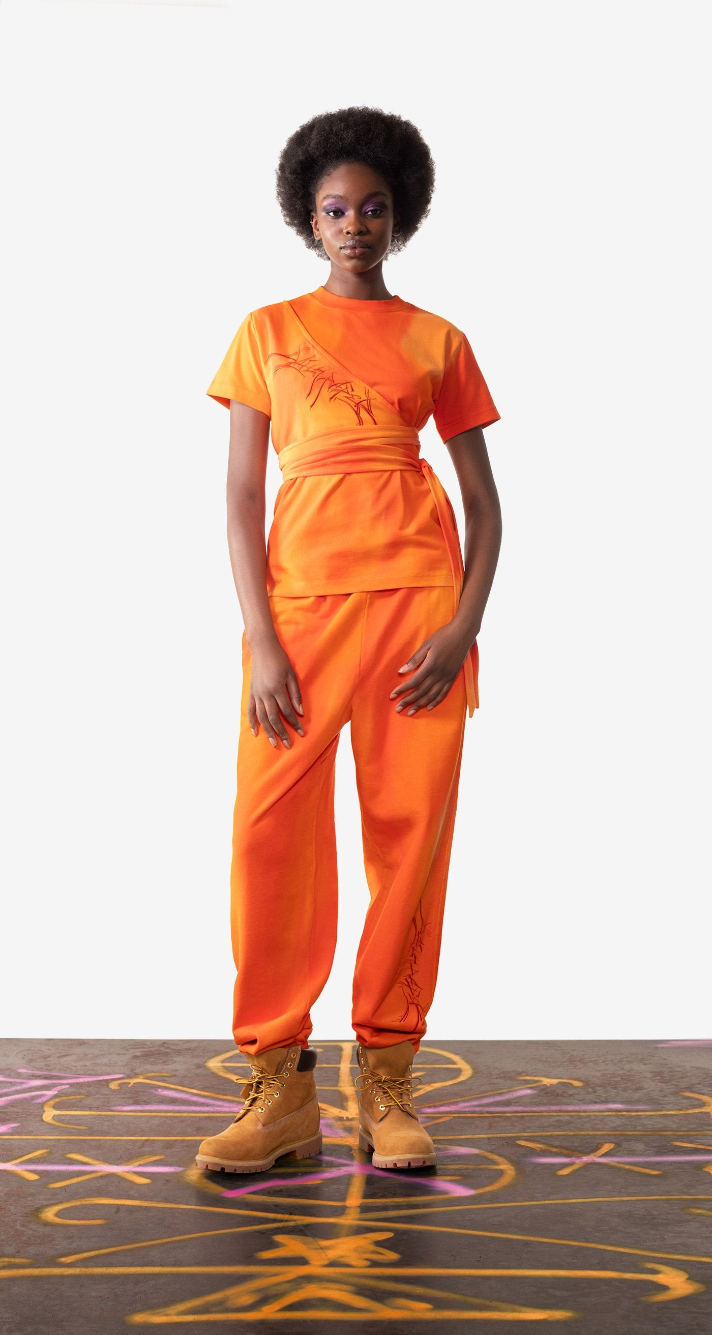 Daily Paper - Washed Orange Lex Pants - Women Rear